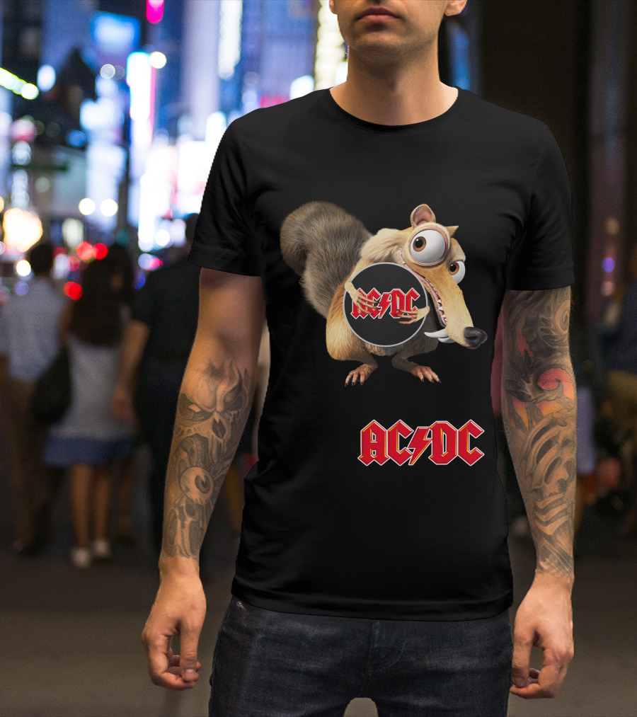 Ac/Dc 04 Ice Age Squirrel Holding T-Shirt