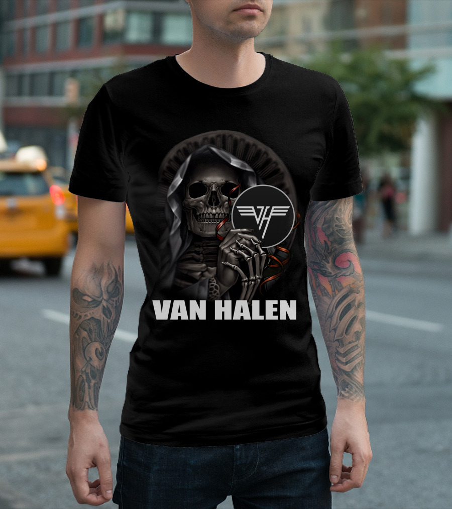 Van Halen Skull Skeleton Grim Reaper Vh T-Shirt