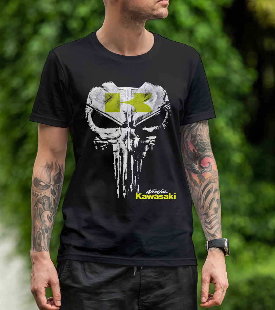 Kawasaki Ninja Skull Punisher Style T-Shirt