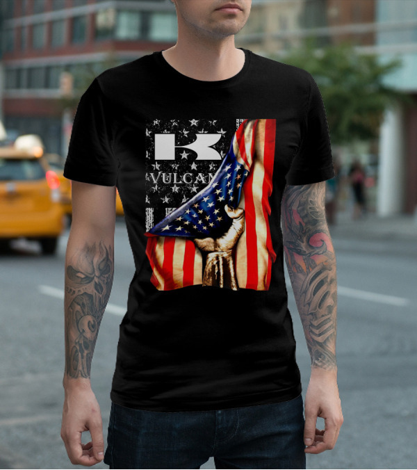 Vulcan Hand Gripping American Flag With Stars And Stripes T-Shirt