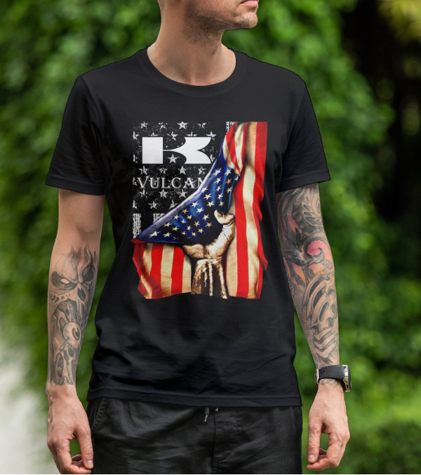 Vulcan Hand Gripping American Flag With Stars And Stripes T-Shirt