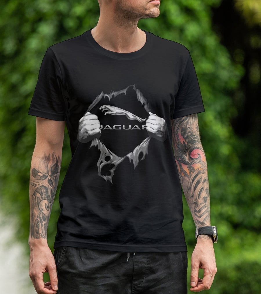 Jaguar Logo With Ripped Hands Effect T-Shirt