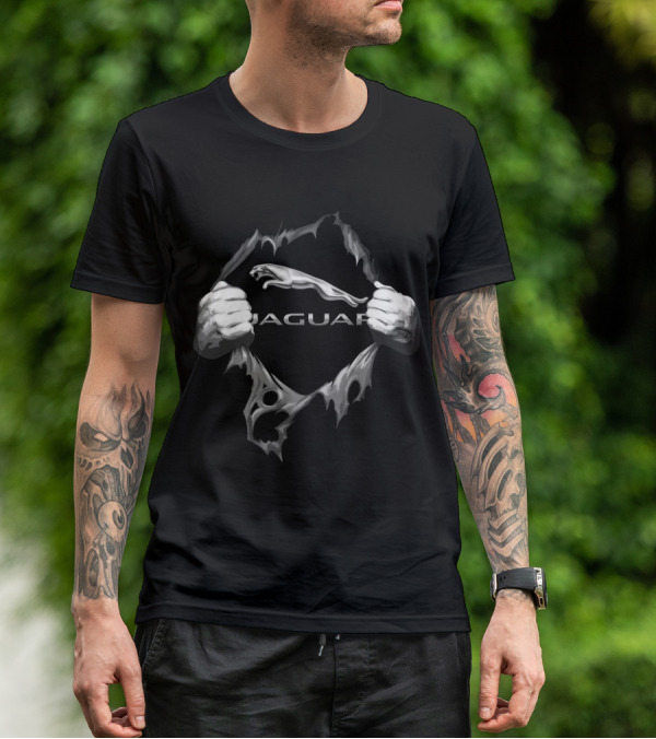 Jaguar Logo With Ripped Hands Effect T-Shirt