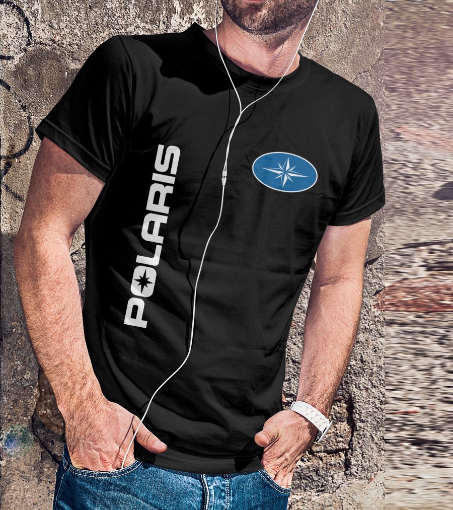 Polaris Star Logo Vertical Text Blue Oval Symbol T-Shirt