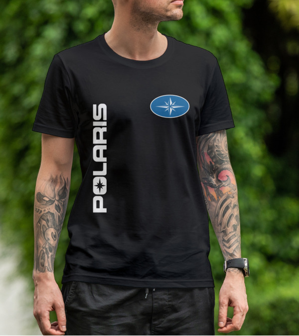 Polaris Star Logo Vertical Text Blue Oval Symbol T-Shirt