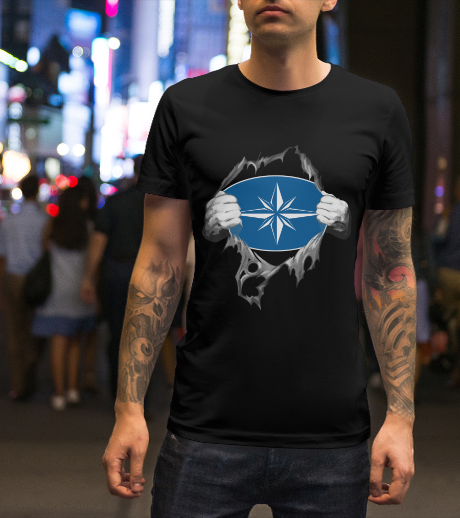 Polaris2 Blue Starburst Compass Emblem Unveiled By Ripping Hands T-Shirt