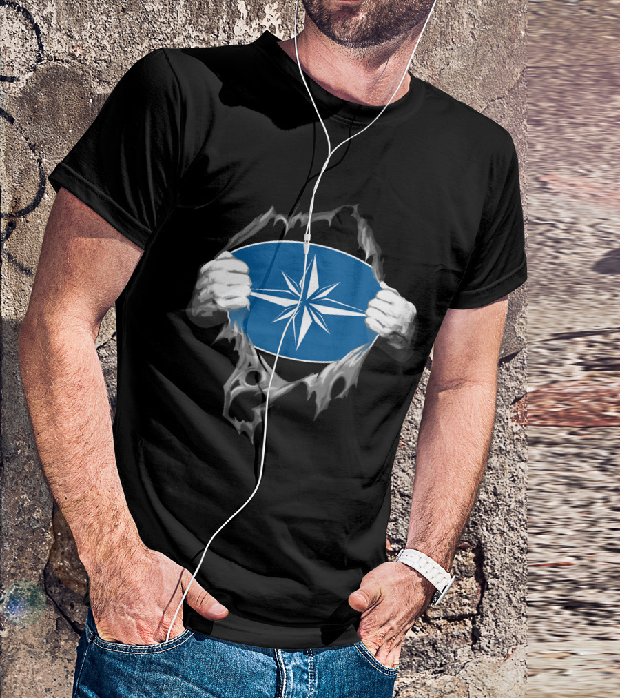 Polaris2 Blue Starburst Compass Emblem Unveiled By Ripping Hands T-Shirt