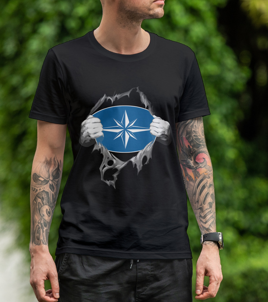 Polaris2 Blue Starburst Compass Emblem Unveiled By Ripping Hands T-Shirt