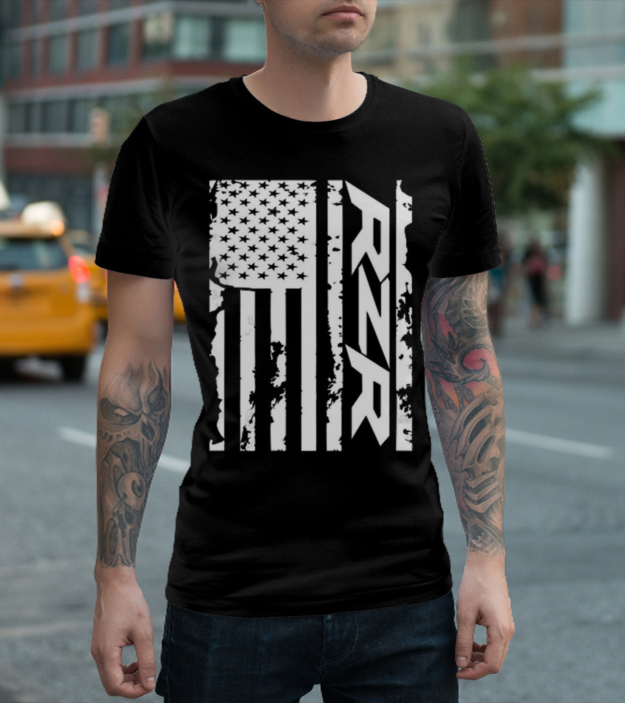 Rzr American Flag Distressed Style T-Shirt