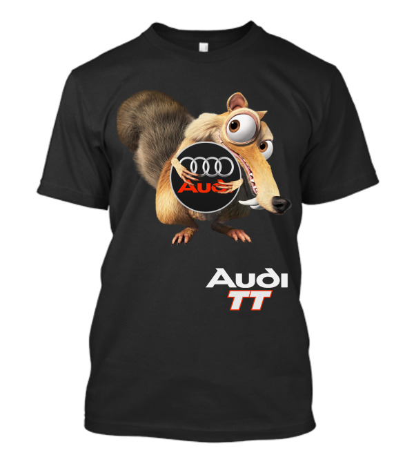 Audi Tt Ice Age Scrat Character Holding Audi Rings T-Shirt