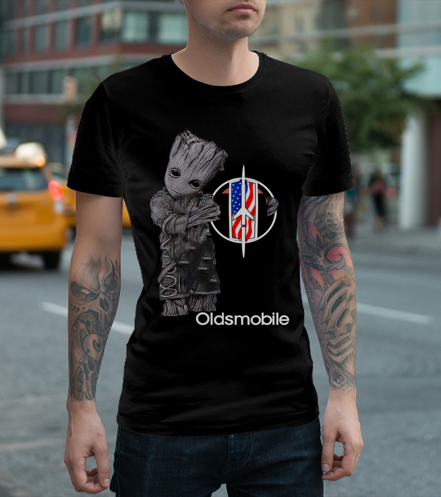 Oldsmobile Groot With Rocket Emblem And American Flag T-Shirt