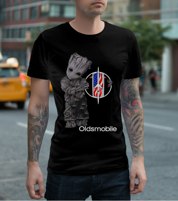 Oldsmobile Groot With Rocket Emblem And American Flag T-Shirt