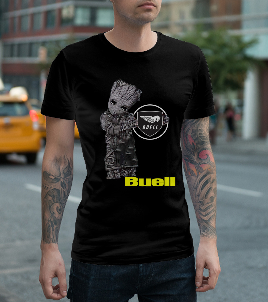 Buell Motorcycle Logo With Groot Character T-Shirt
