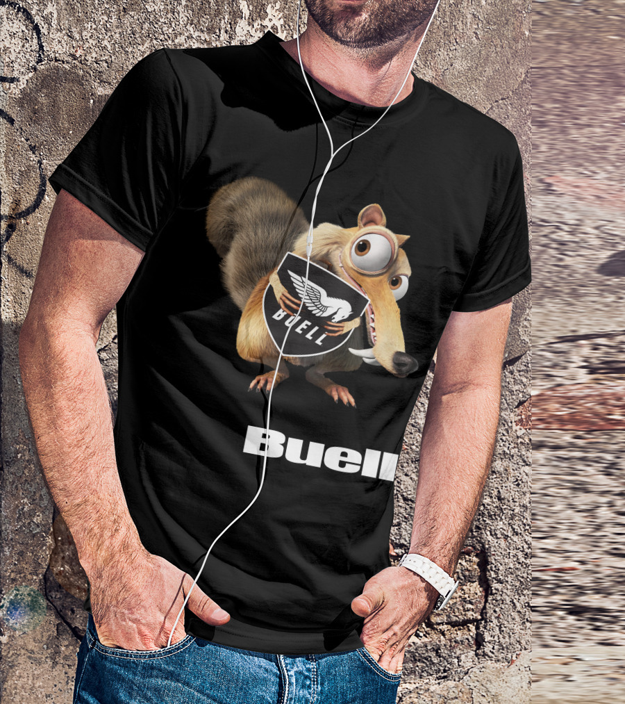 Buell Scrat Logo Iconic Character With Shield T-Shirt