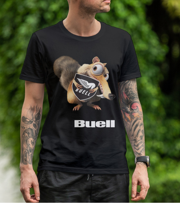 Buell Scrat Logo Iconic Character With Shield T-Shirt