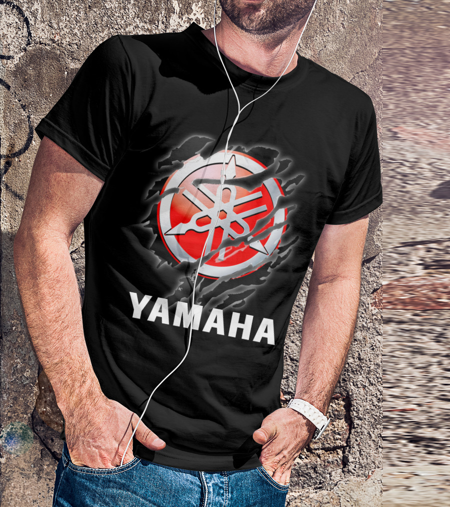 Yamaha Red And White Logo With Claw Marks T-Shirt