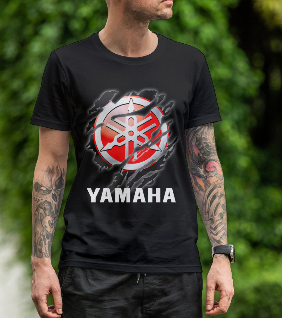Yamaha Red And White Logo With Claw Marks T-Shirt