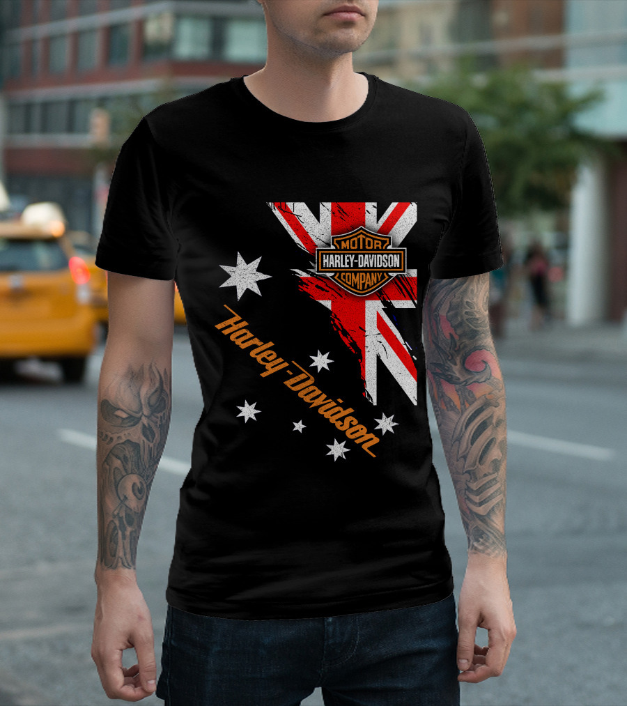 Harley Davidson Motor Company Australia Union Jack Stars T-Shirt