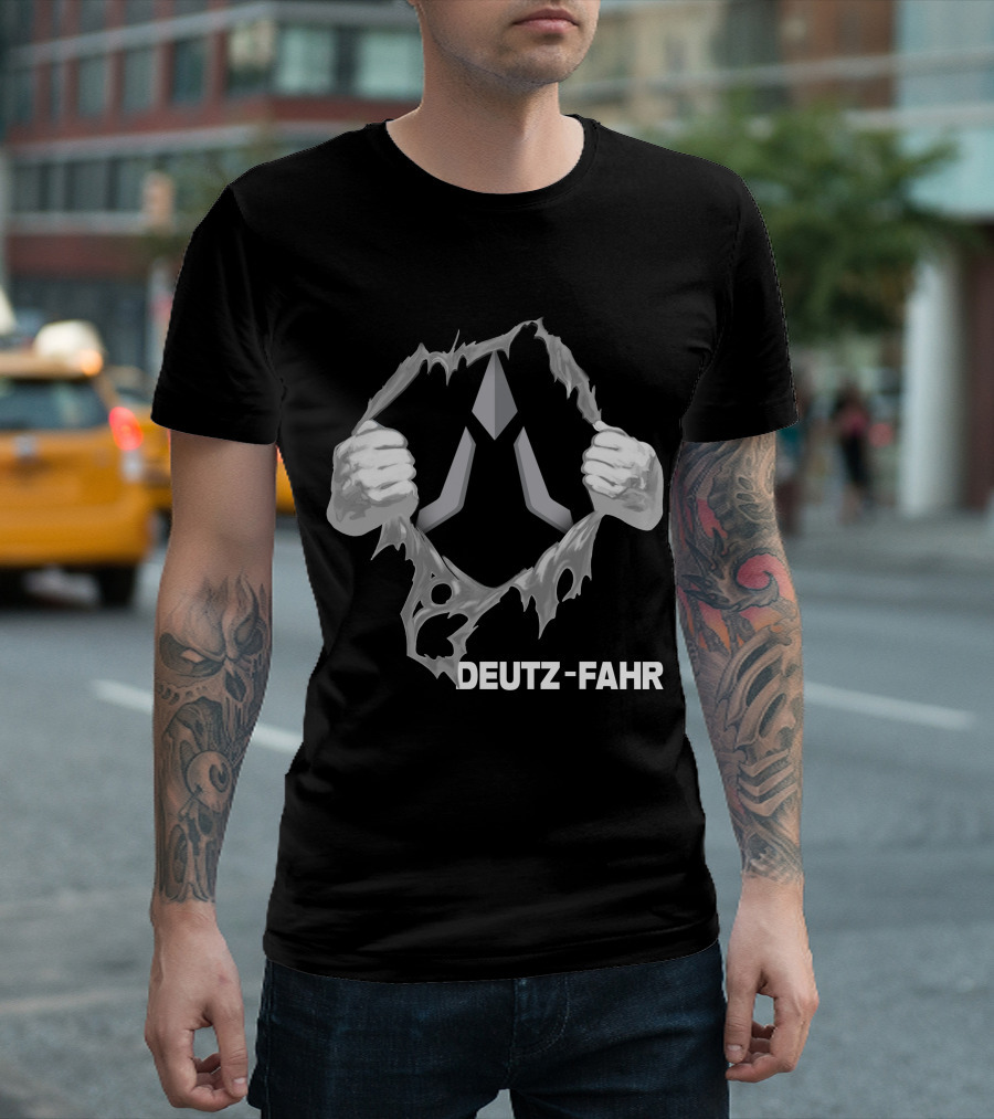 Deutz-Fahr Logo Behind Ripped Effect T-Shirt