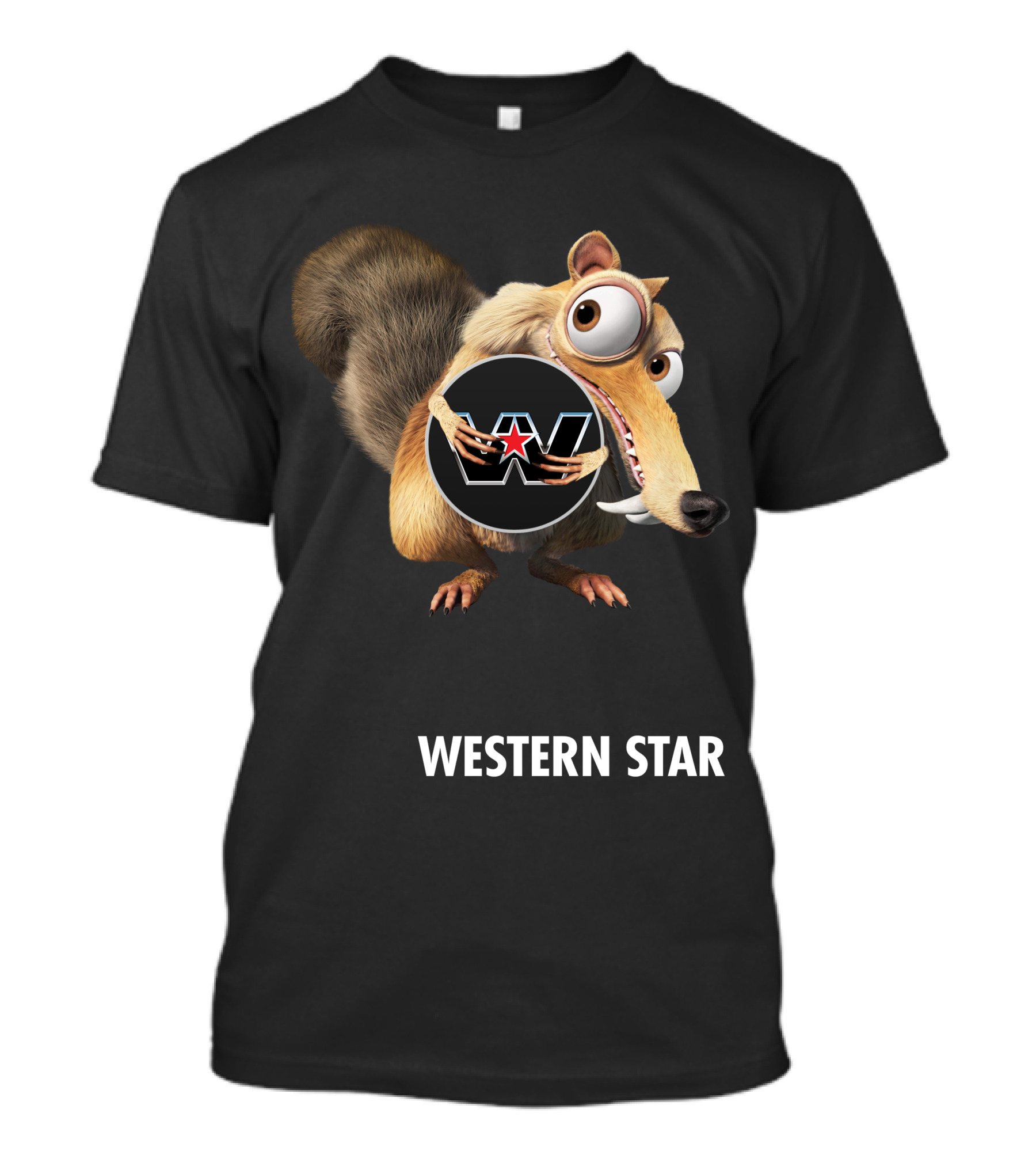 Western Star Scrat Holding W Star With Red Star T-Shirt