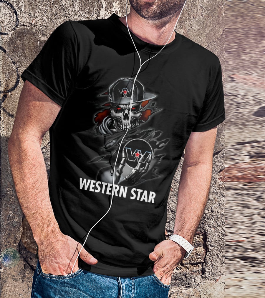 Western Star Skeleton With Hat And Logo T-Shirt