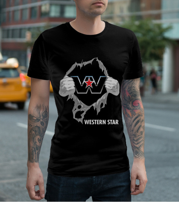 Western Star W Logo With Red Star And Hands T-Shirt