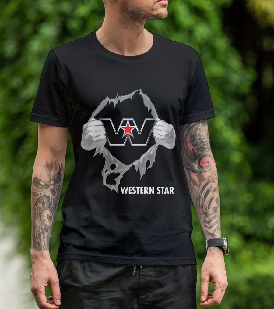 Western Star W Logo With Red Star And Hands T-Shirt