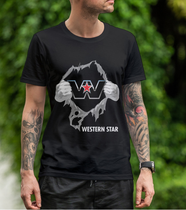Western Star W Logo With Red Star And Hands T-Shirt