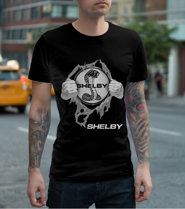 Shelby Cobra Logo With Ripped Effect And Hands T-Shirt