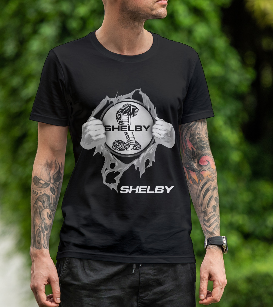Shelby Cobra Logo With Ripped Effect And Hands T-Shirt