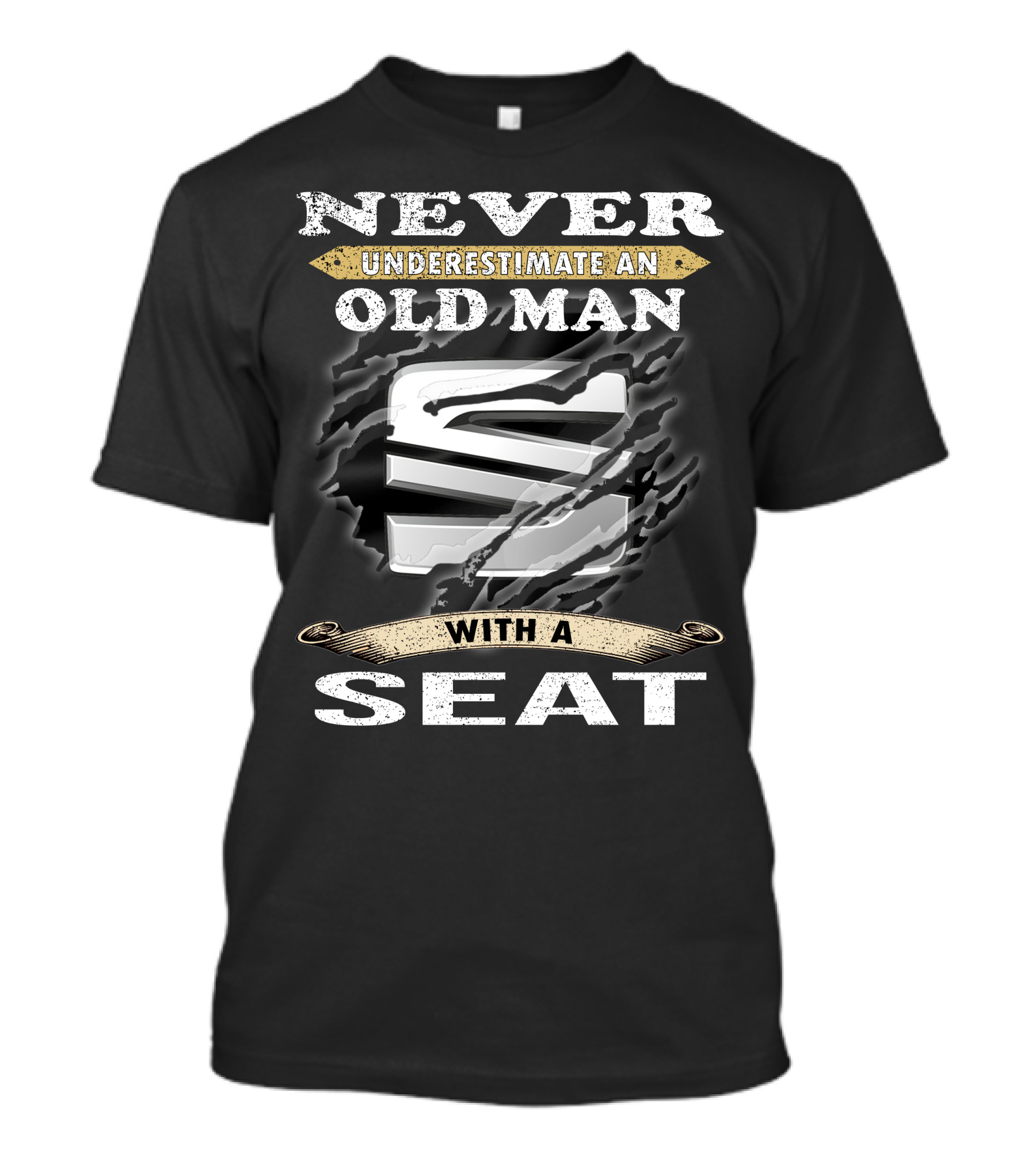 Never Underestimate An Old Man With A Seat T-Shirt
