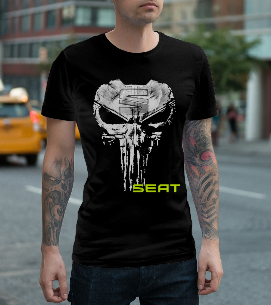 Seat Skull Logo Punisher Style T-Shirt