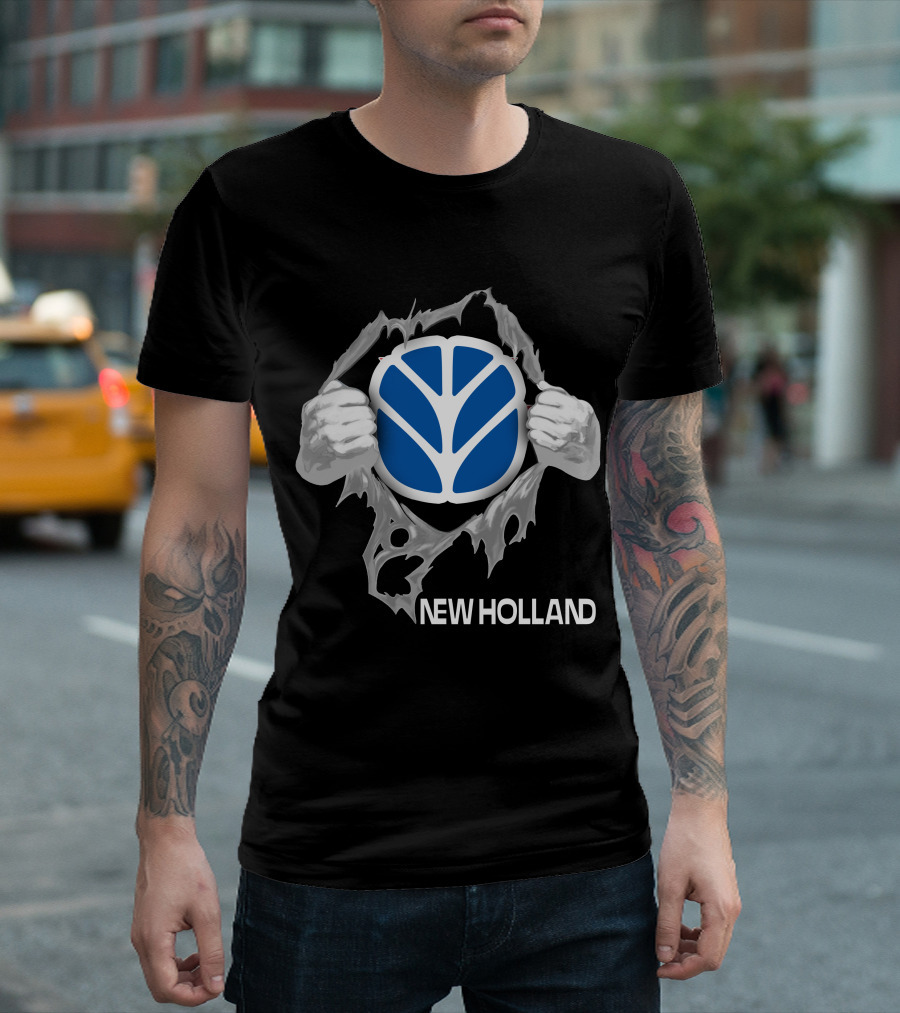 New Holland Tractor Logo Ripped T-Shirt