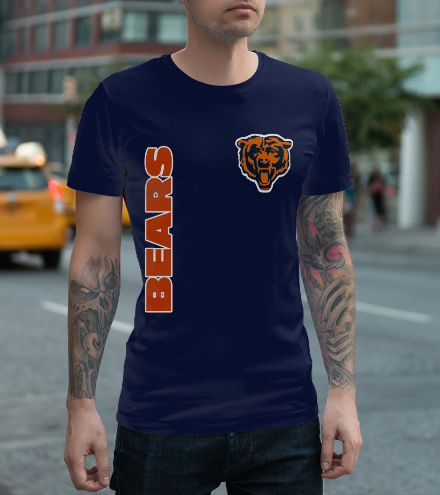 Bears Logo Navy Orange Classic Style T-Shirt