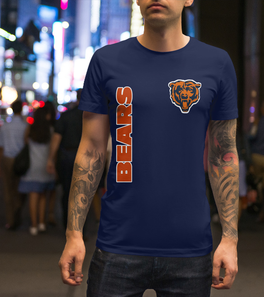 Bears Logo Navy Orange Classic Style T-Shirt