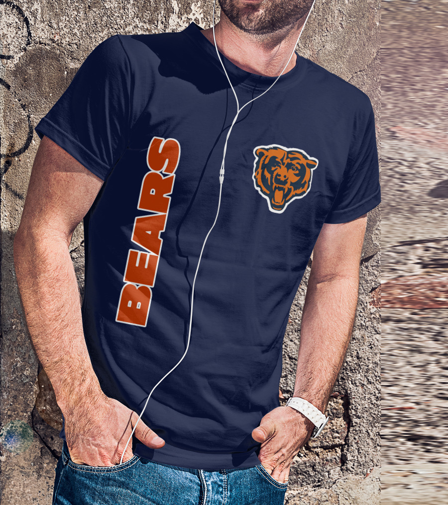Bears Logo Navy Orange Classic Style T-Shirt