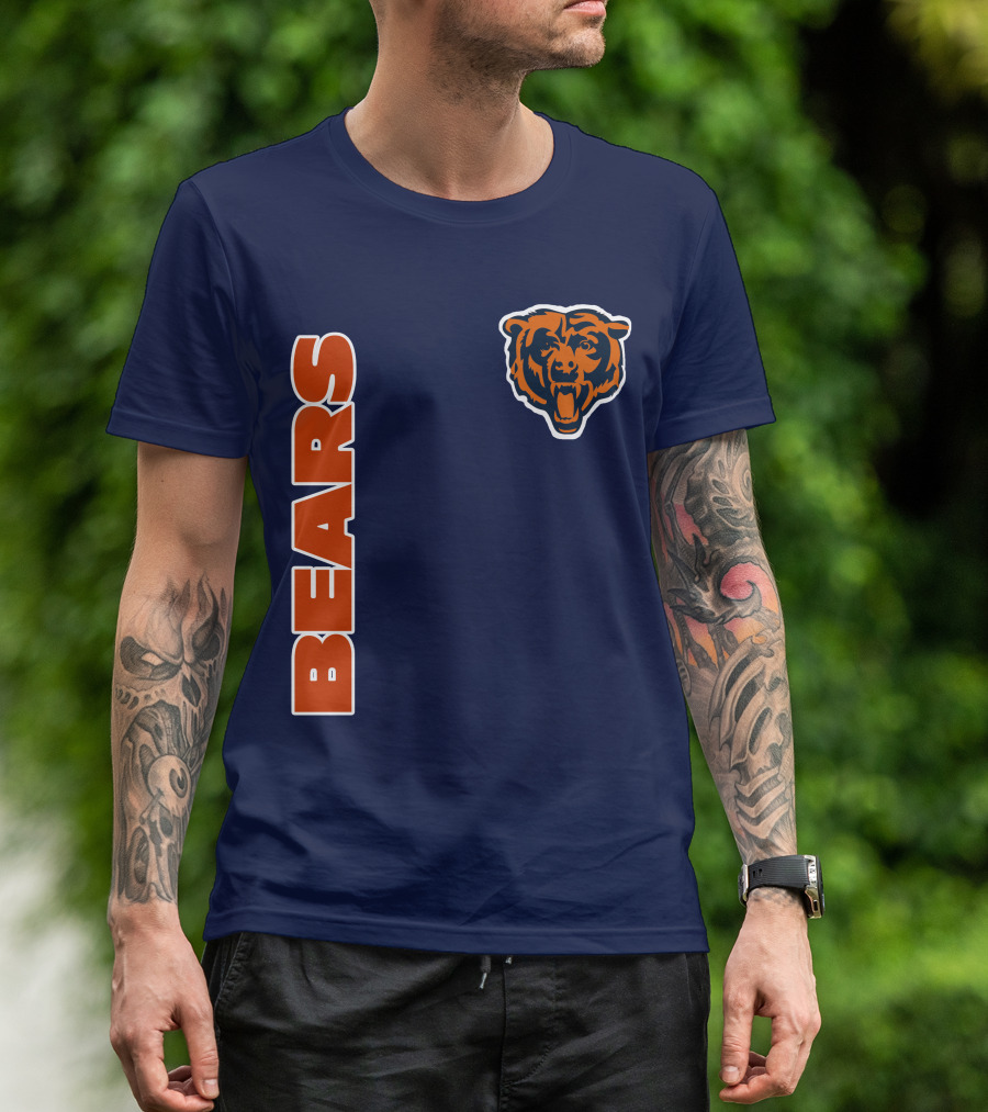 Bears Logo Navy Orange Classic Style T-Shirt