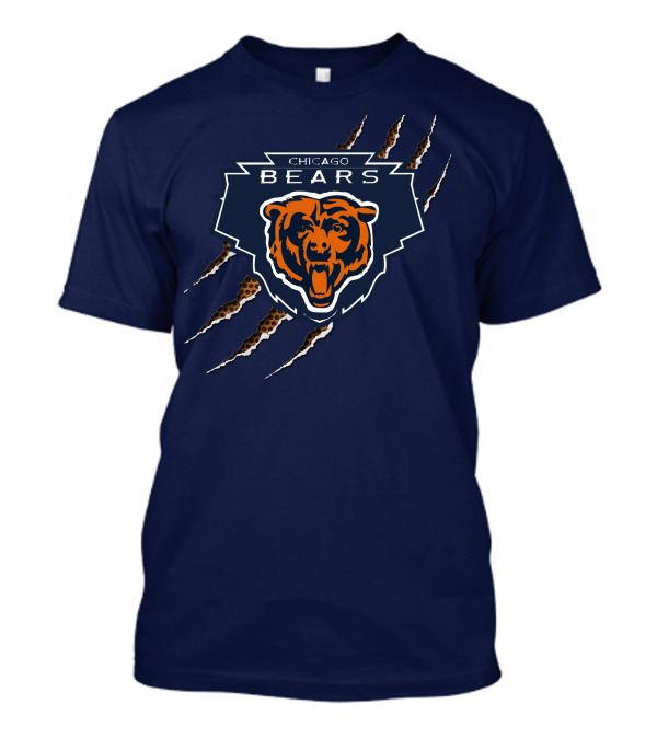 Chicago Bears Logo With Roaring Bear And Claw Marks T-Shirt
