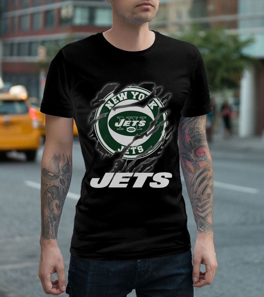 New York Jets Football Logo Claw Marks T-Shirt