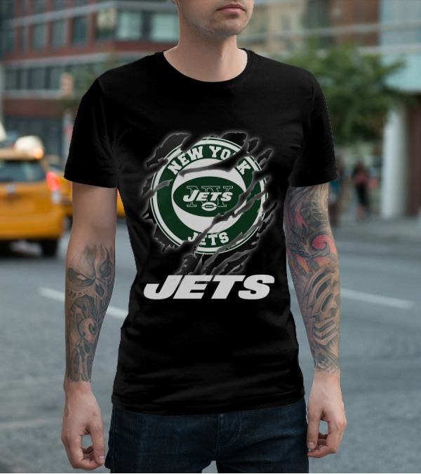 New York Jets Football Logo Claw Marks T-Shirt