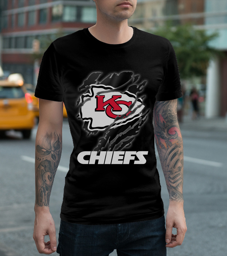 Chiefs Kc Red Emblem With Claw Marks T-Shirt