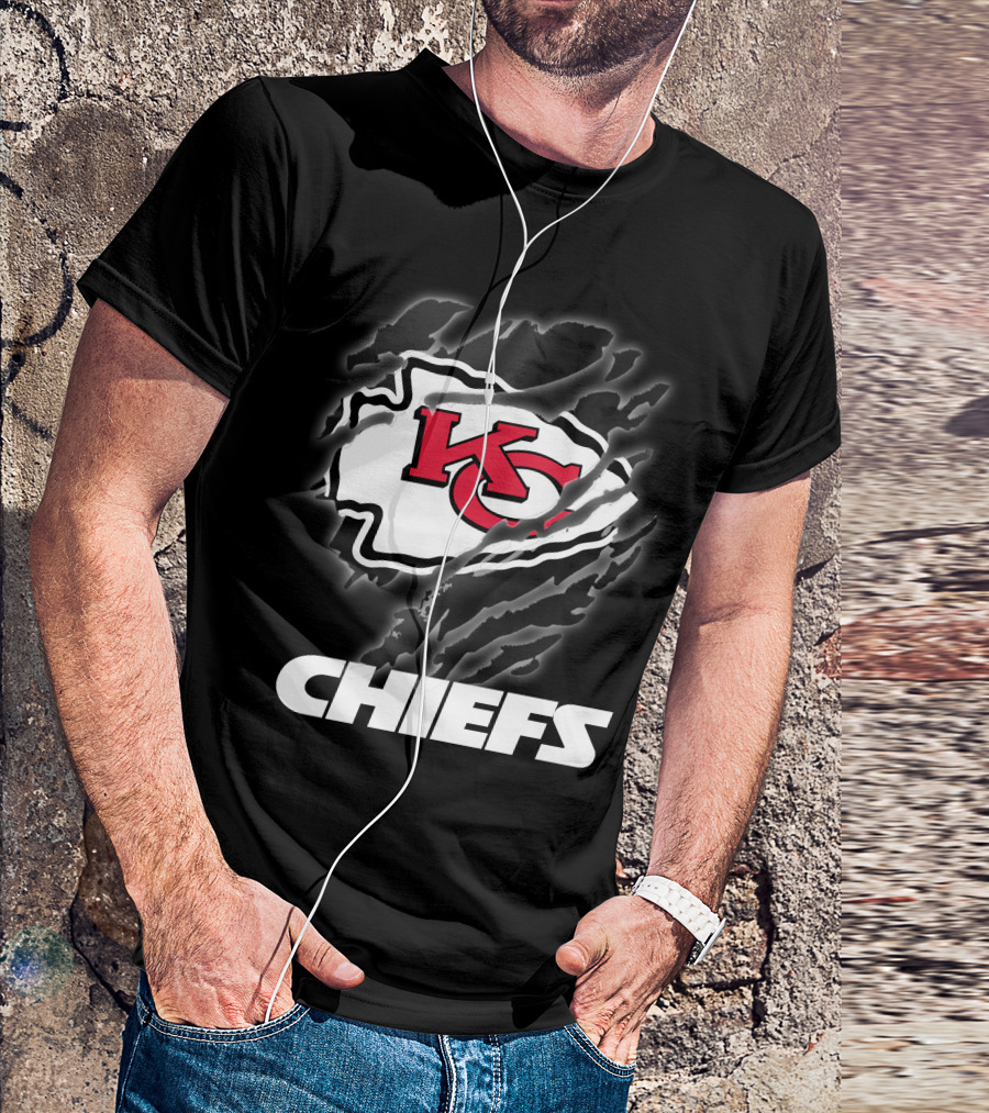Chiefs Kc Red Emblem With Claw Marks T-Shirt