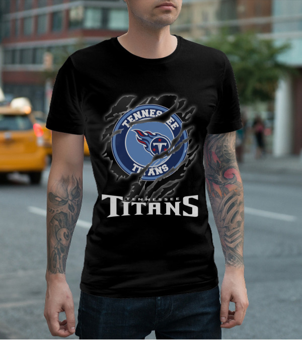 Tennessee Titans Logo And Text With Claw Marks T-Shirt