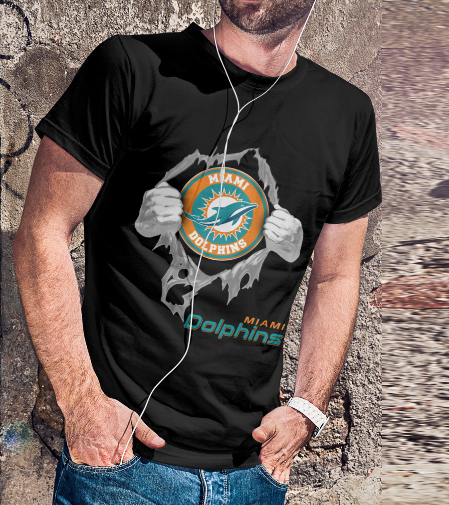 Miami Dolphins 08 Football Power Rip T-Shirt