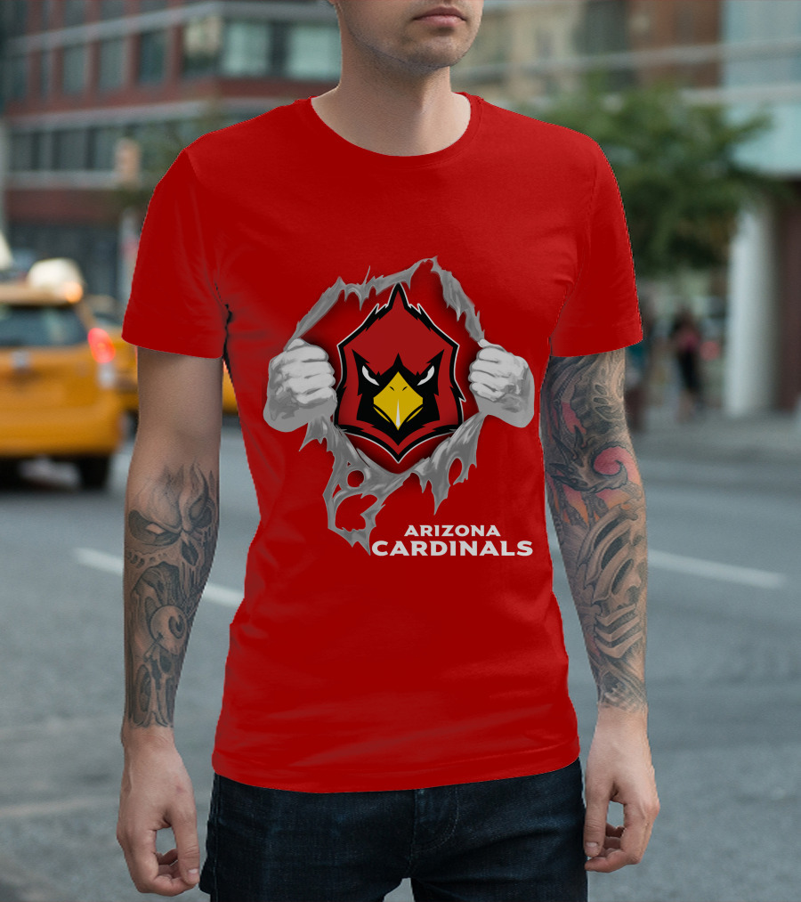 Arizona Cardinals Fierce Mascot Display With 06 Football Spirit T-Shirt