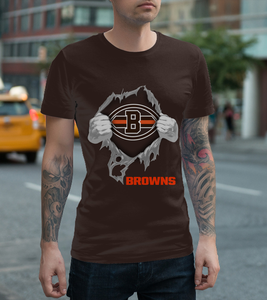 Browns 08 Football Jersey Hands Peeling Effect With B T-Shirt