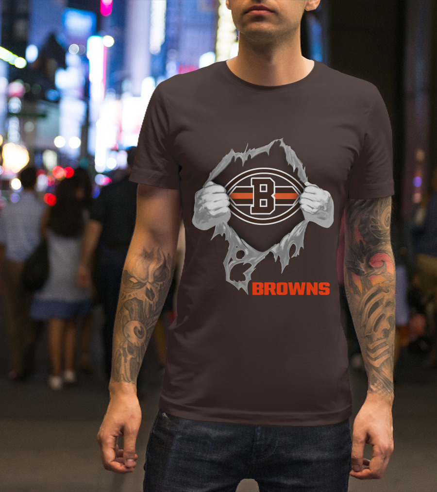 Browns 08 Football Jersey Hands Peeling Effect With B T-Shirt
