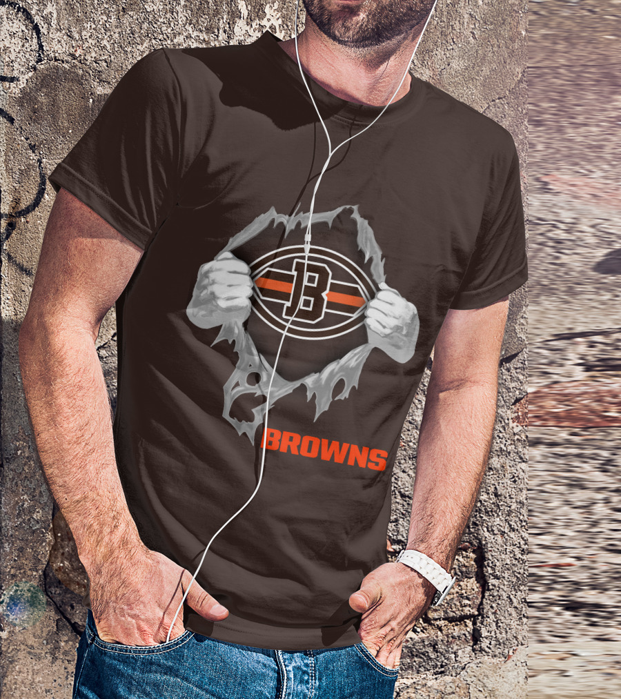 Browns 08 Football Jersey Hands Peeling Effect With B T-Shirt