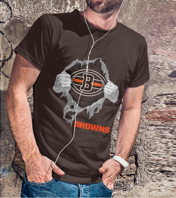 Browns 08 Football Jersey Hands Peeling Effect With B T-Shirt