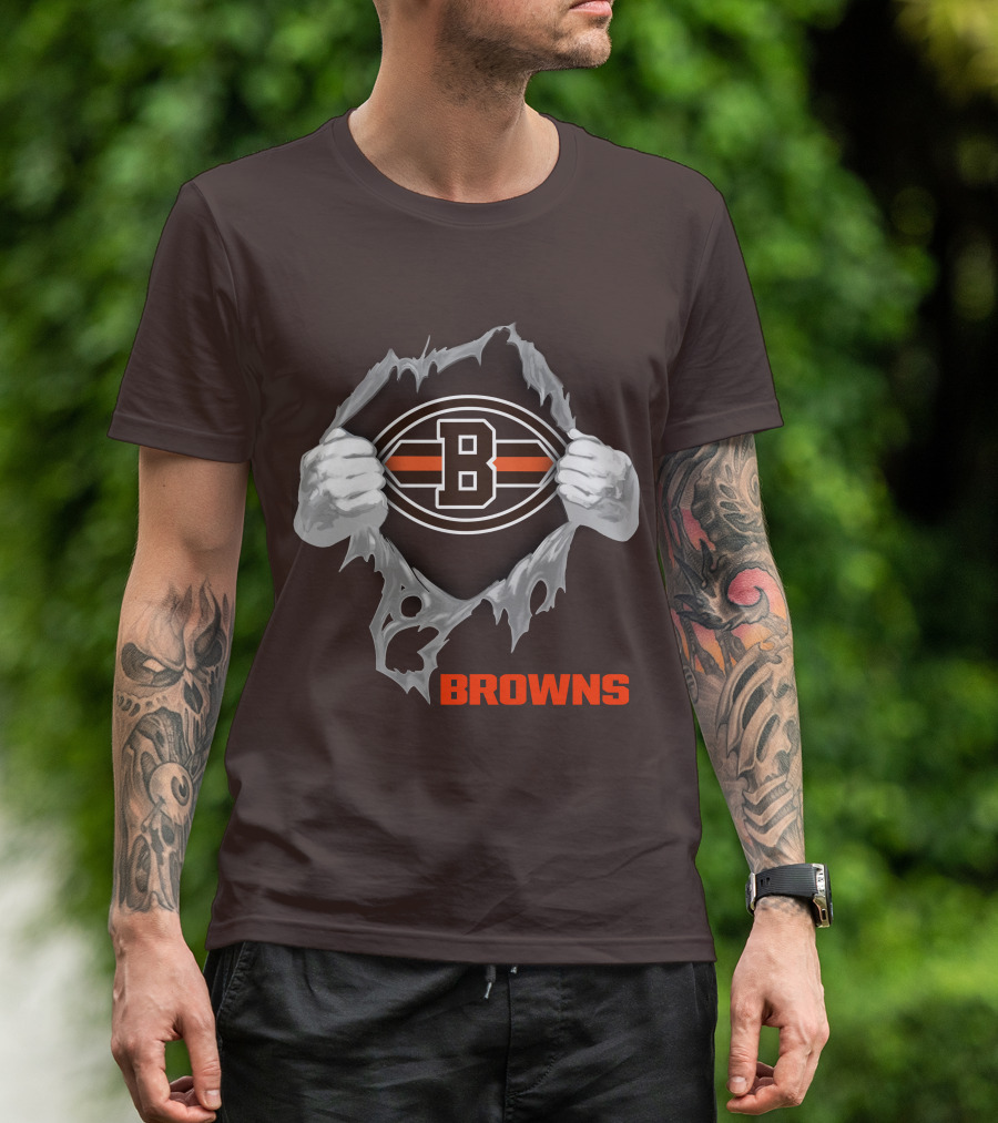 Browns 08 Football Jersey Hands Peeling Effect With B T-Shirt